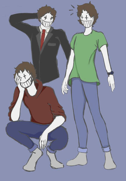 3-character colored sketch